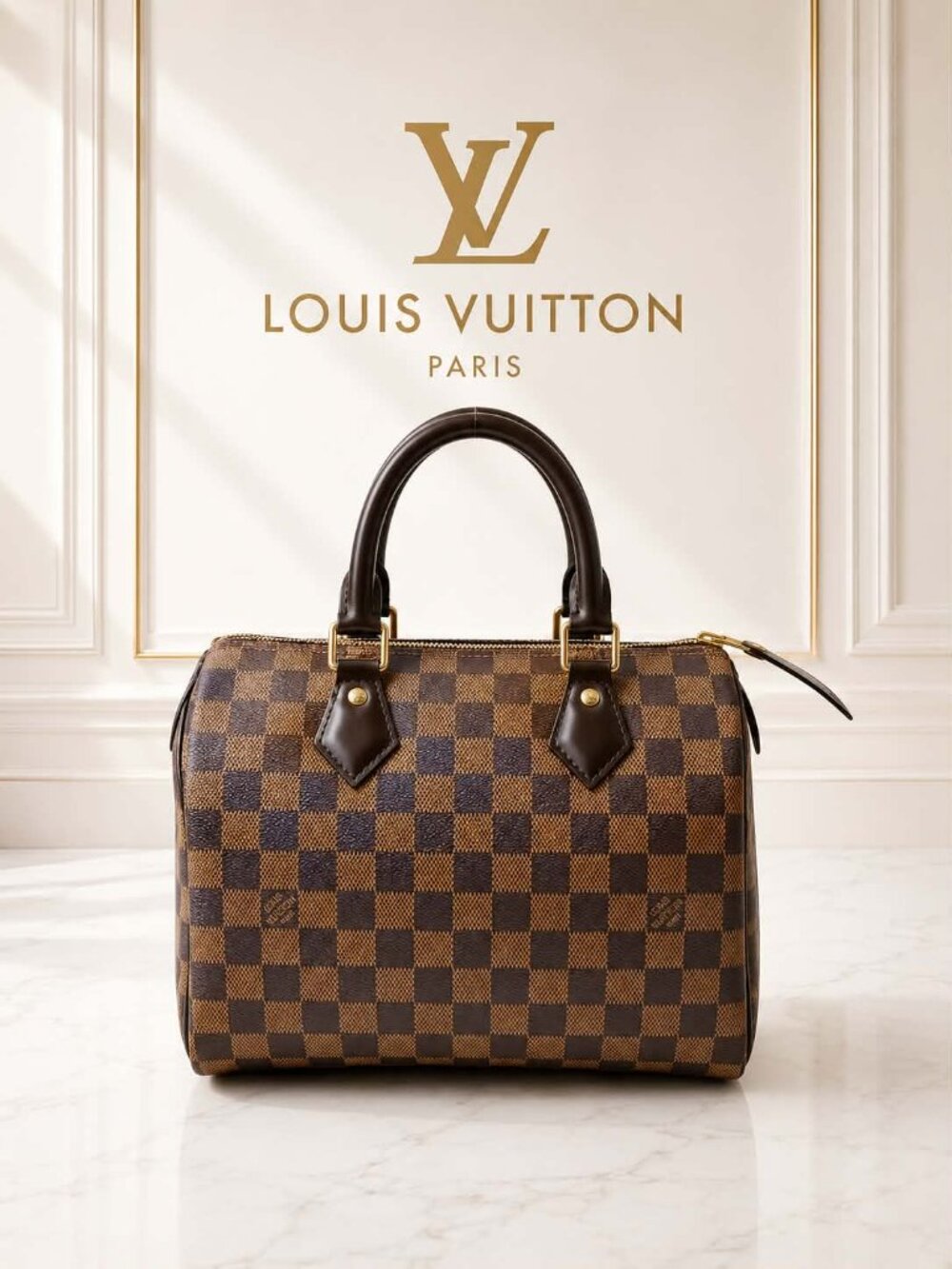 Authentic Louis Vuitton Speedy 25 Damier Ebene Handbag